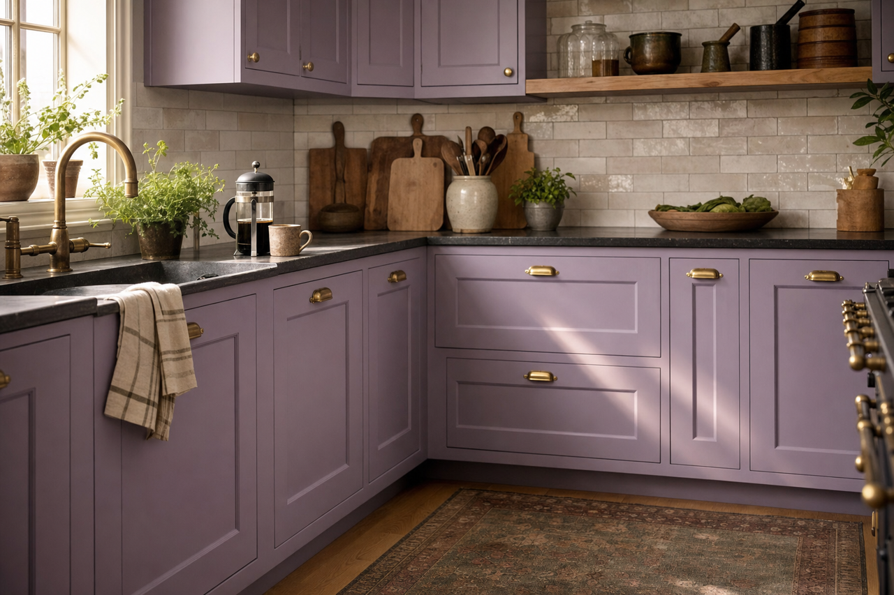 Gleeful Joy by Valspar on cabinets