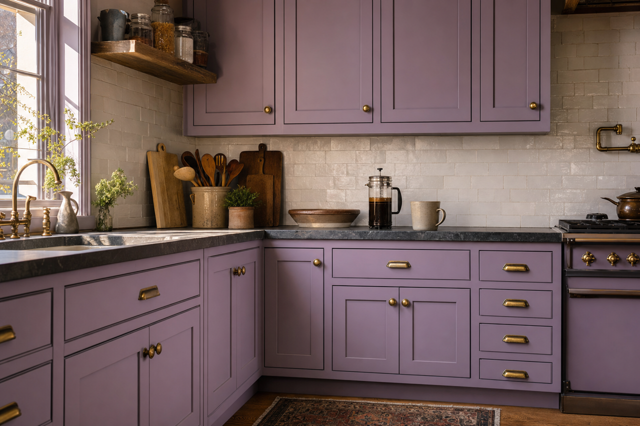 Iris Blossom by Valspar on cabinets