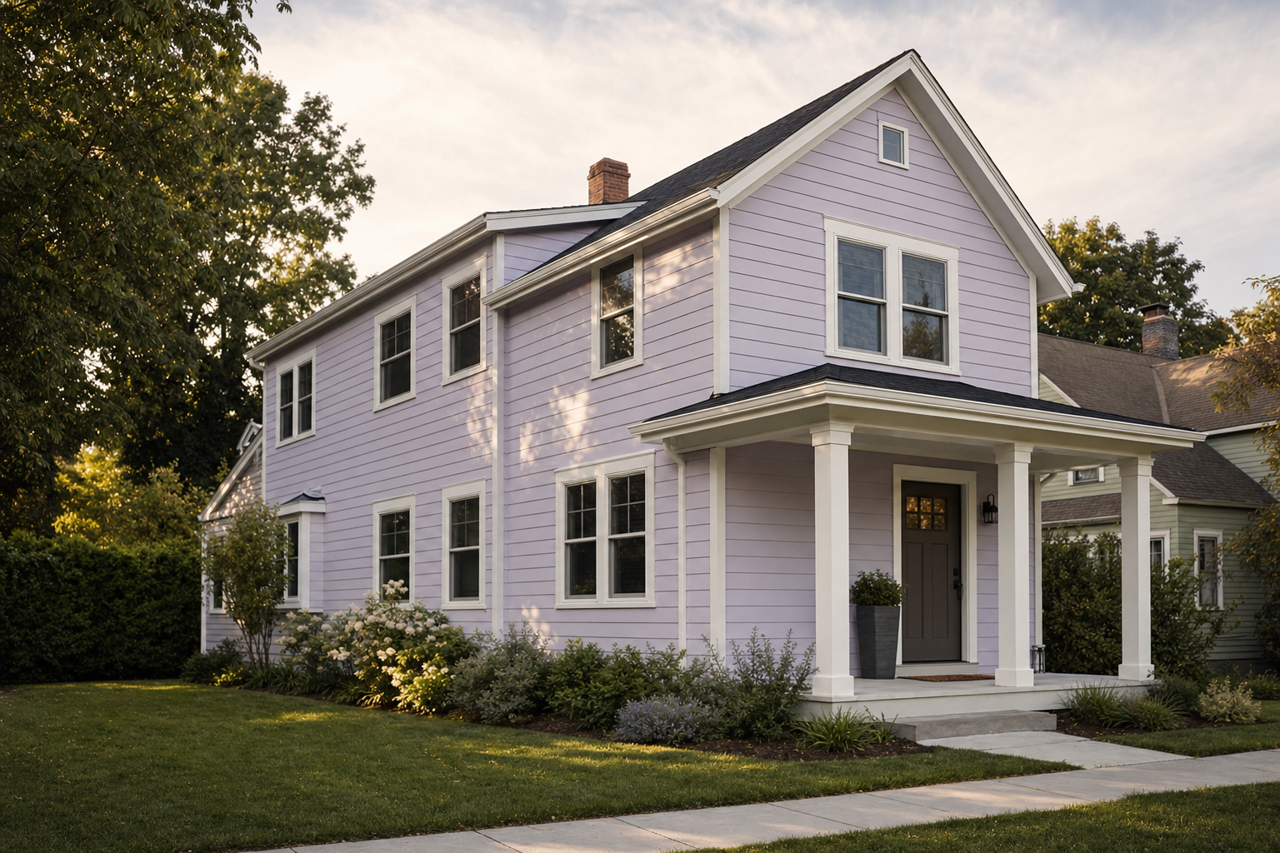 Purpling Dawn by Valspar on exterior
