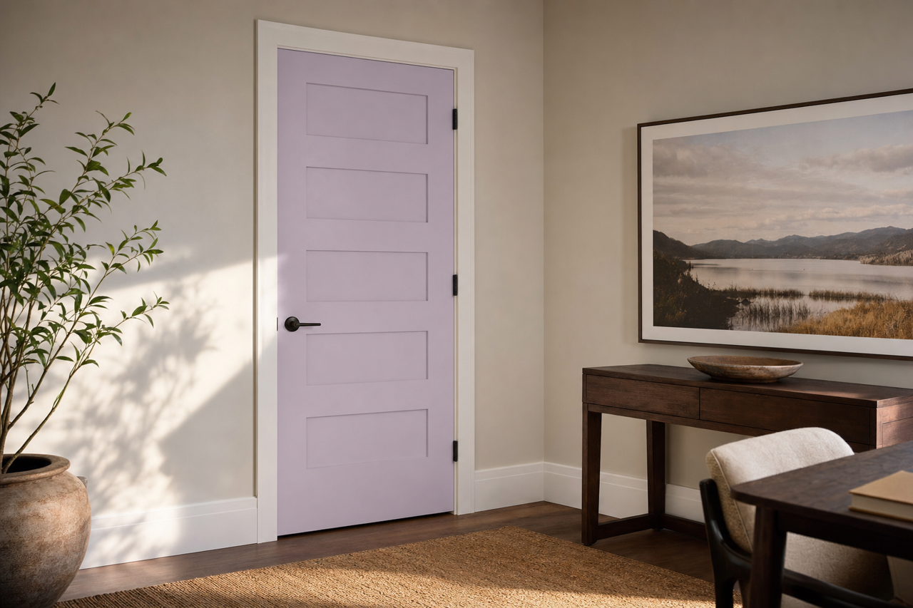 Purpling Dawn by Valspar on interior-doors