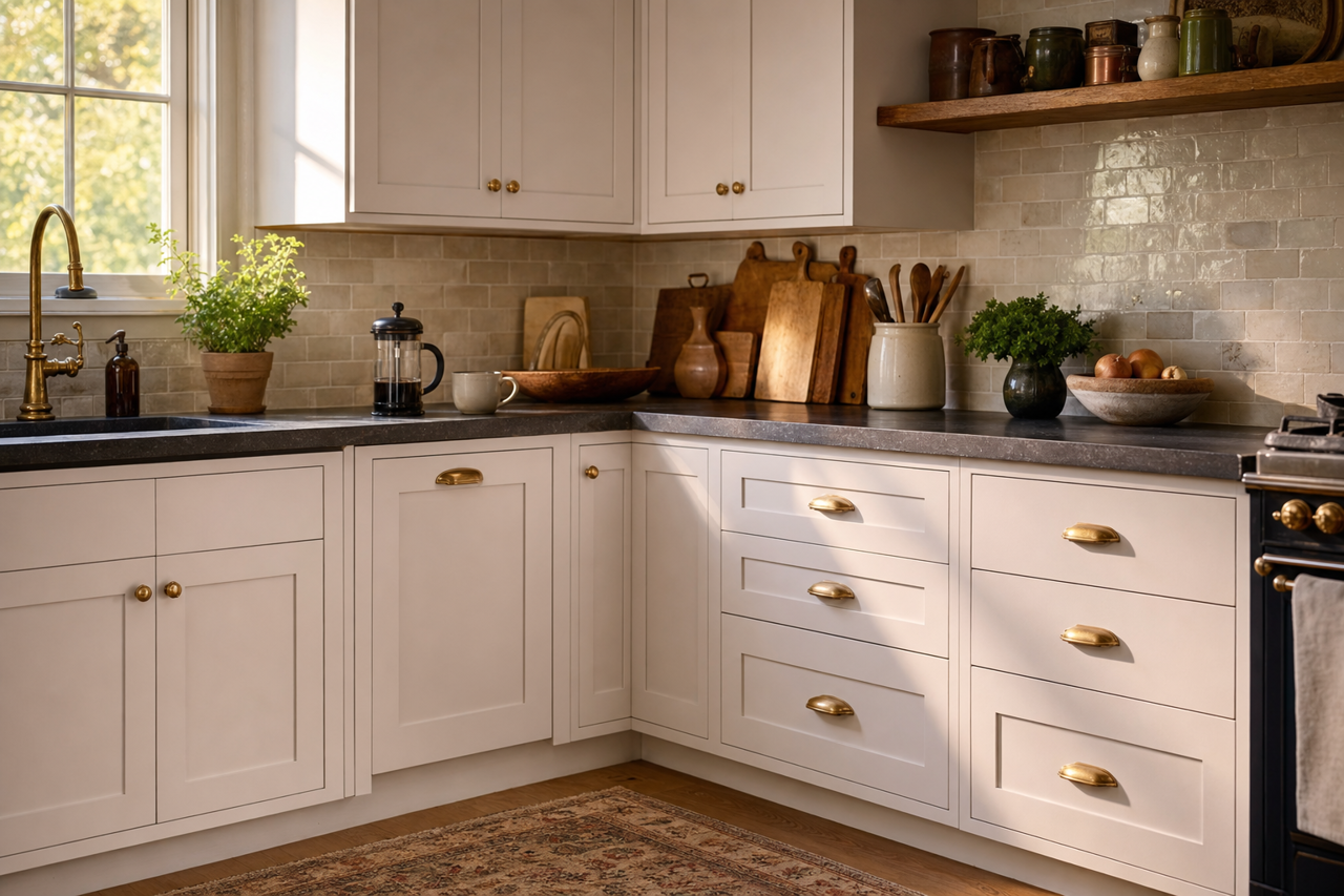Frosted Clover by Valspar on cabinets