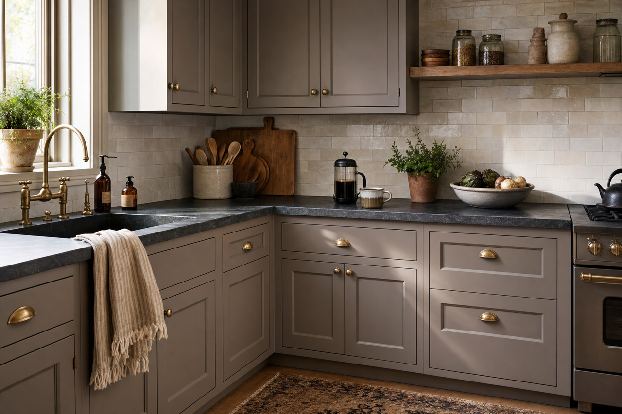 Thorny Brush by Valspar on cabinets