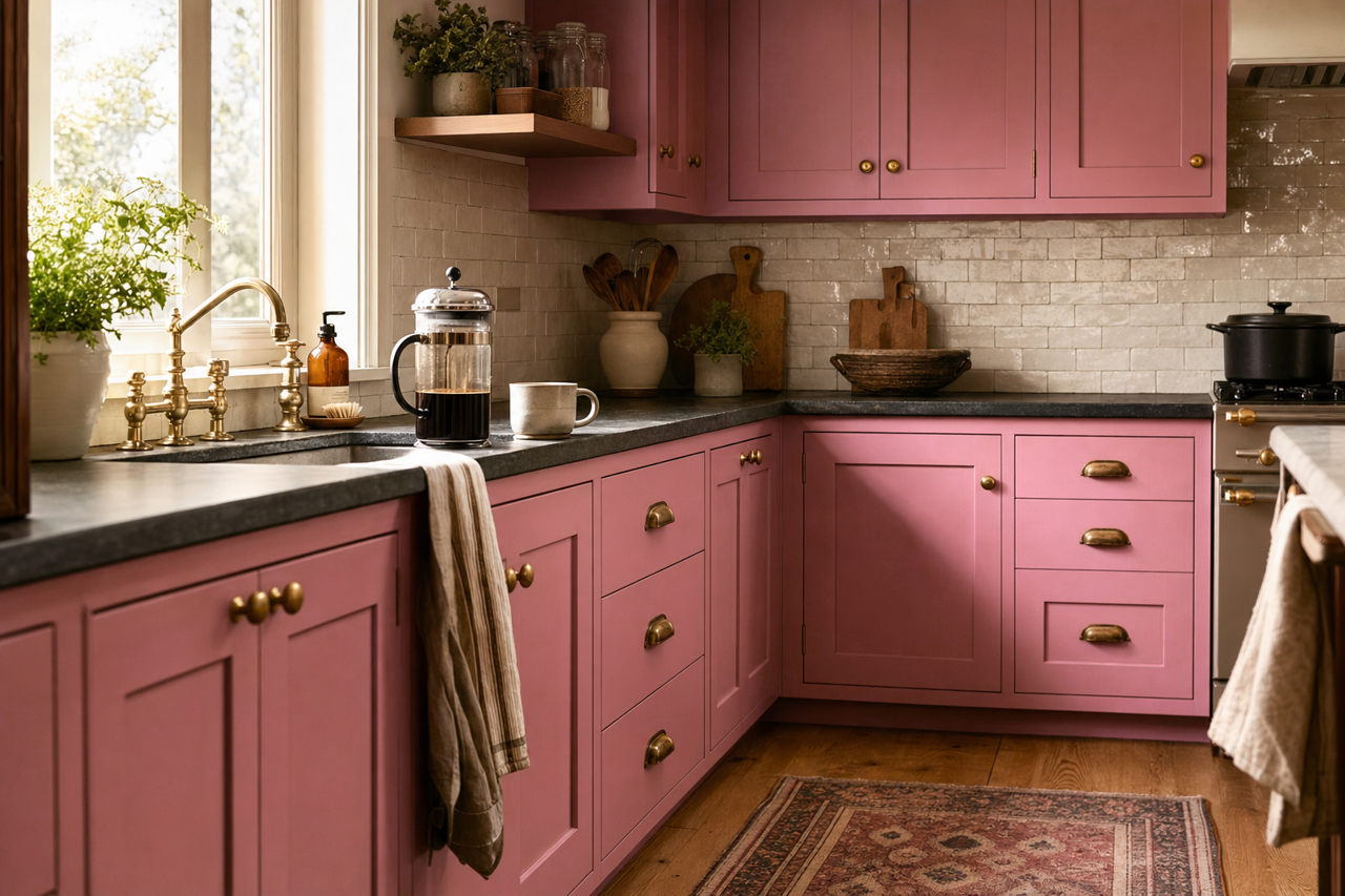 Berry Twist by Valspar on cabinets