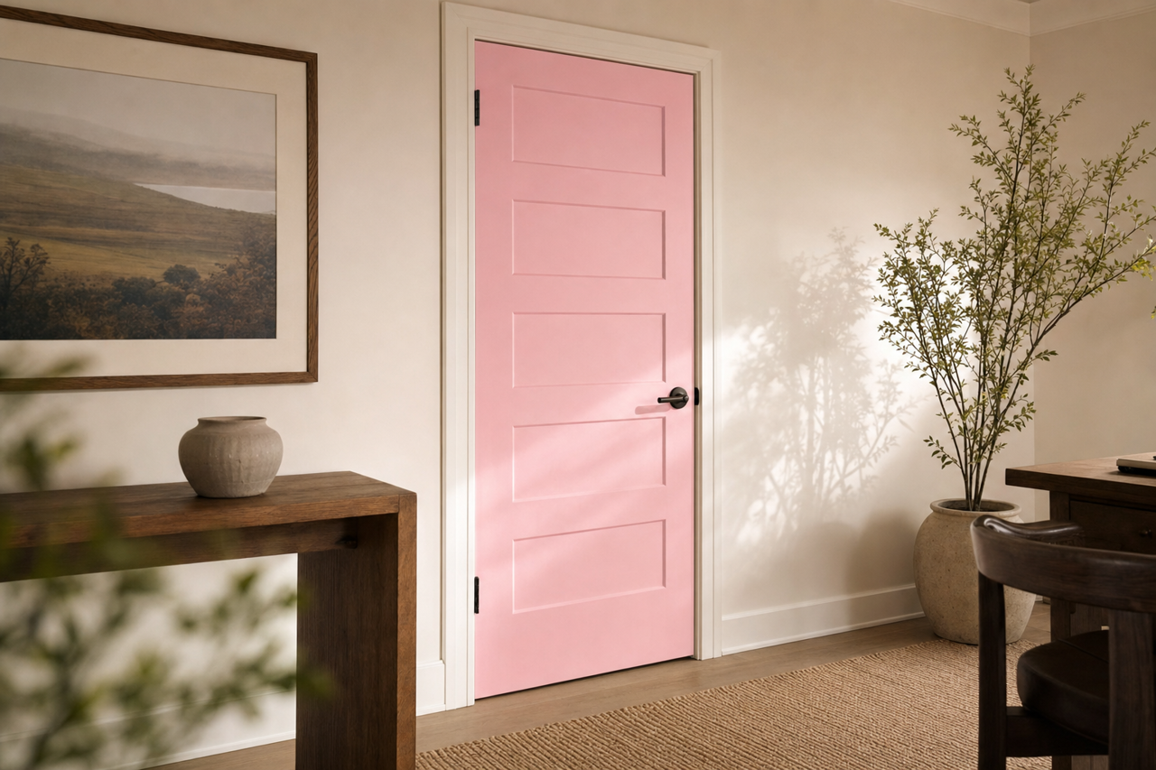 Pink Quartz by Valspar on interior-doors