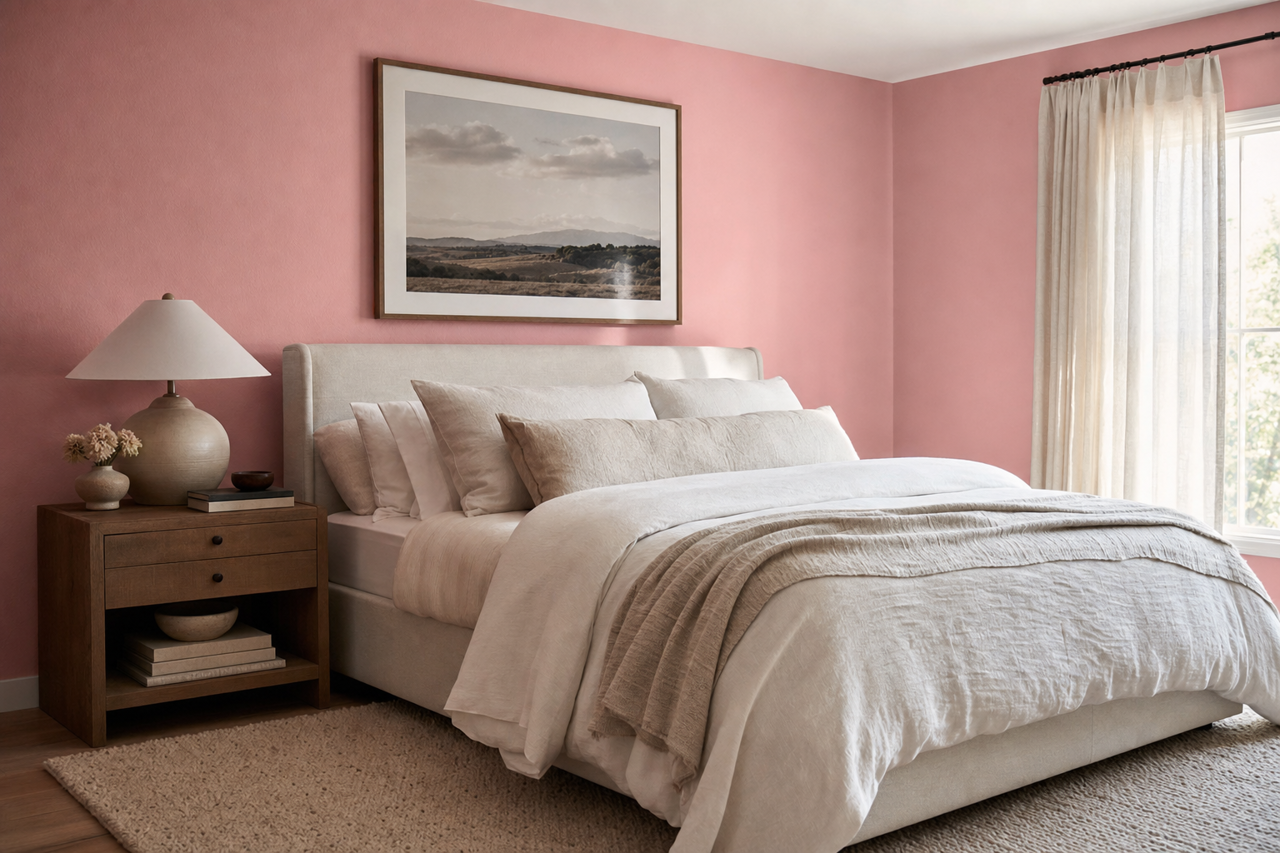 Pink Quartz by Valspar on interiors