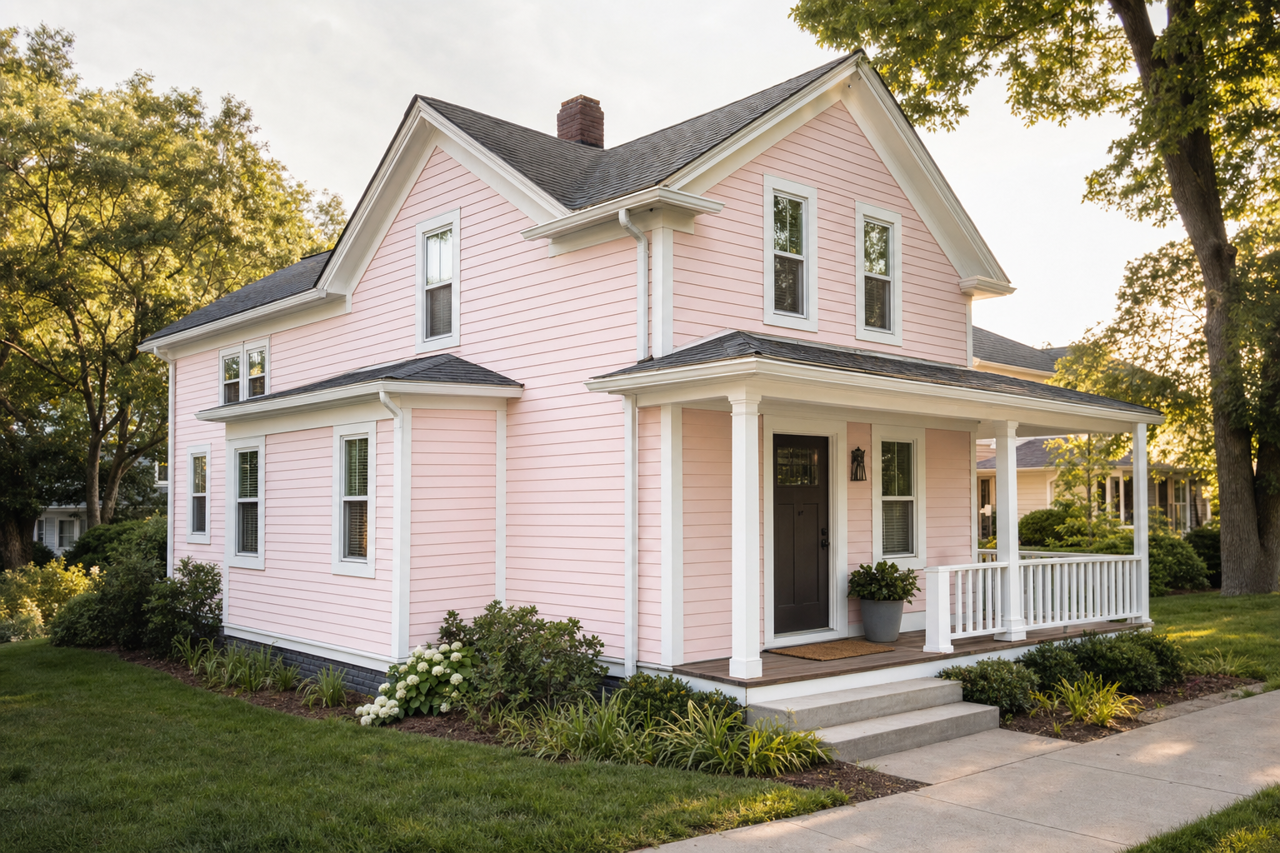 Pink Whisper by Valspar on exterior