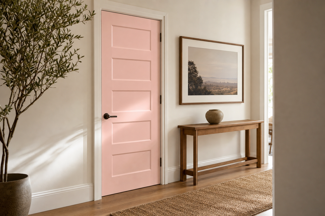 Pink Whisper by Valspar on interior-doors