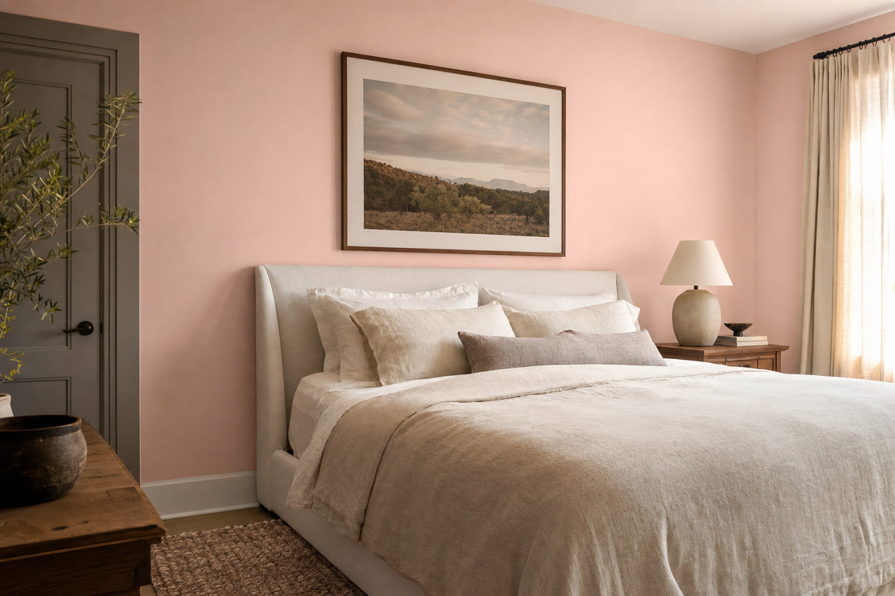 Pink Whisper by Valspar on interiors