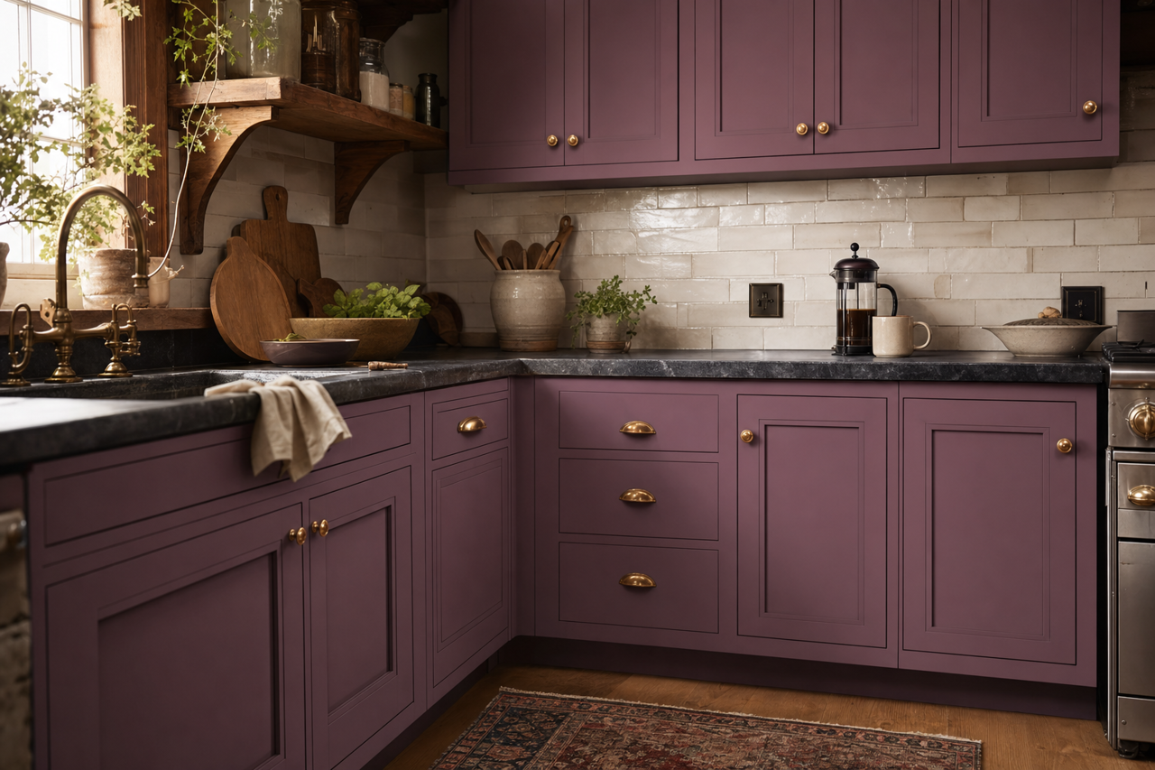 Pensive Plum by Valspar on cabinets