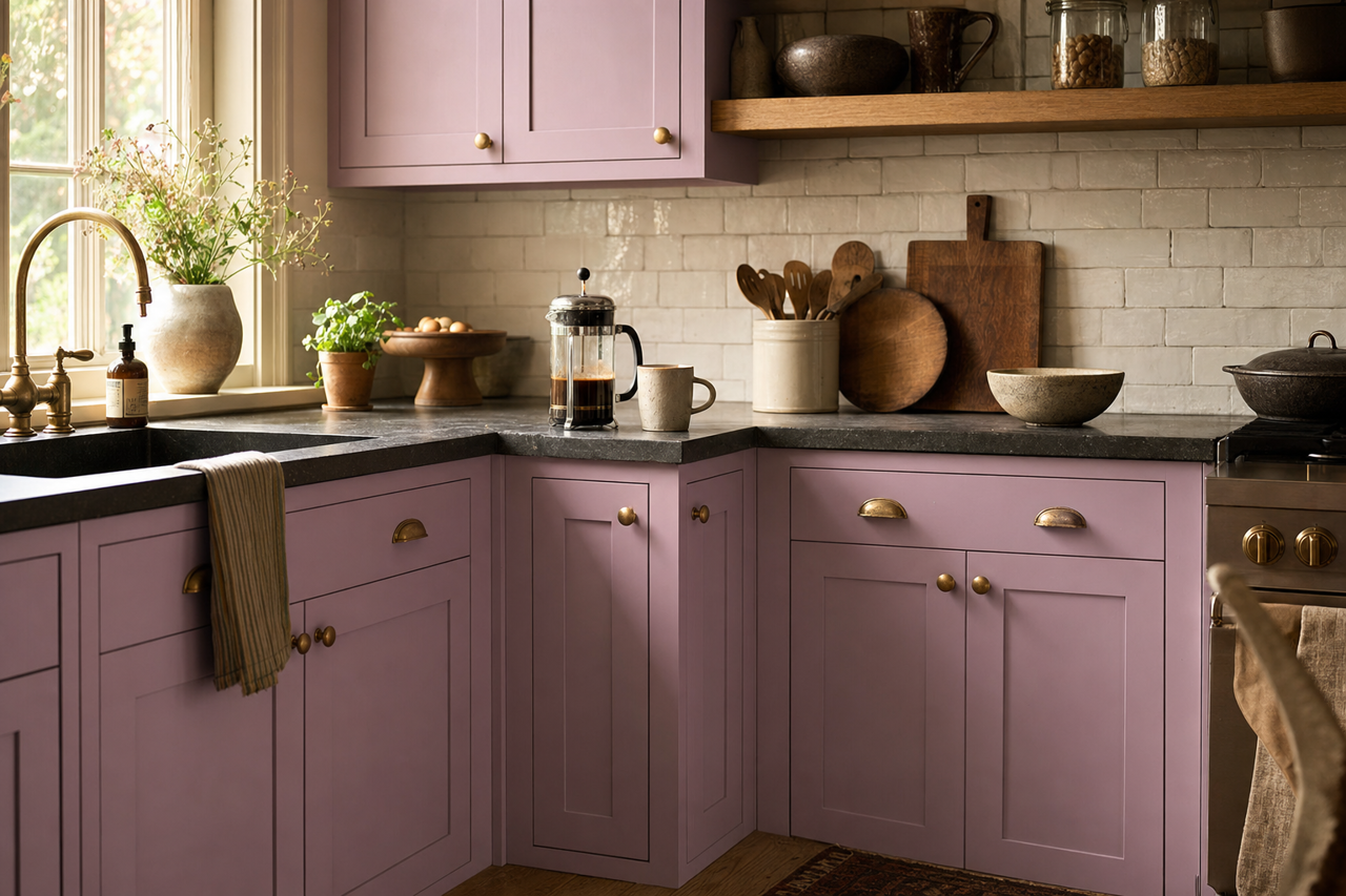 Floral Vista by Valspar on cabinets