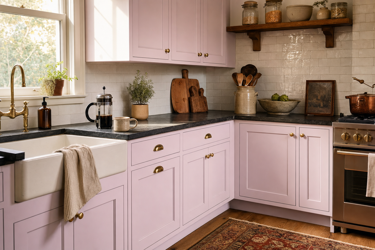 Easter Morning by Valspar on cabinets