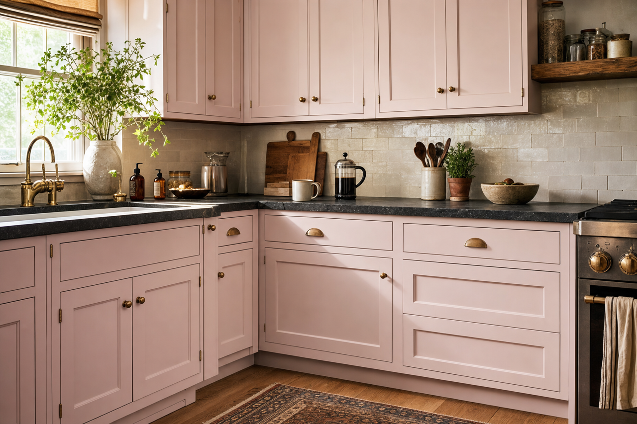 Pretty Orchid by Valspar on cabinets