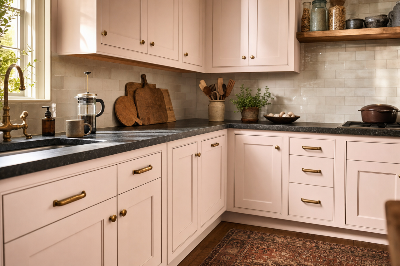Winter Sunrise by Valspar on cabinets