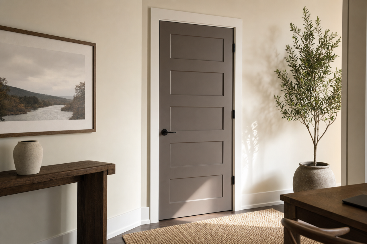 Mystic Taupe by Valspar on interior-doors