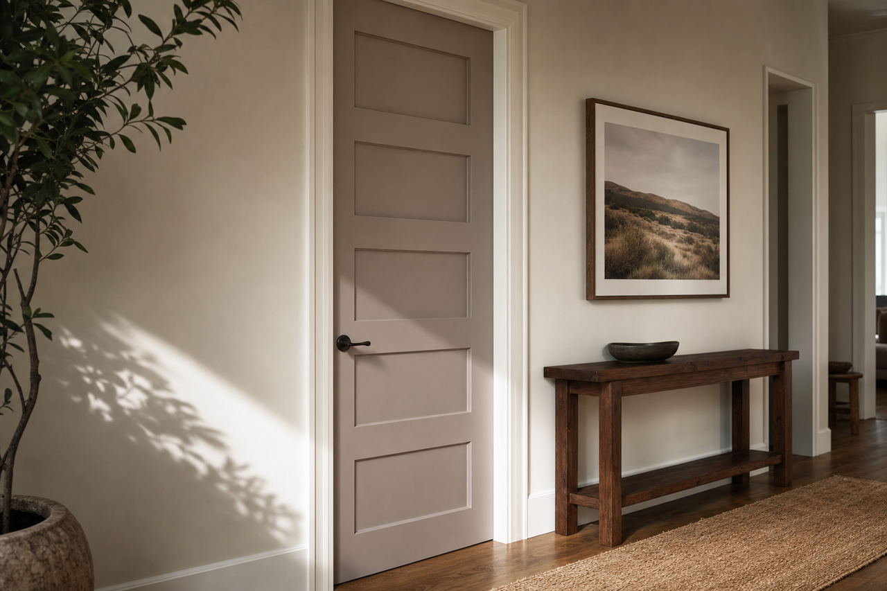 Soft Rabbit Brown by Valspar on interior-doors