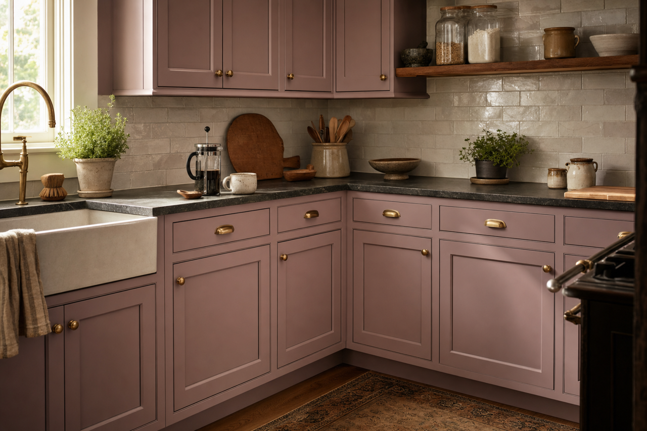 Dusky Hyacinth by Valspar on cabinets