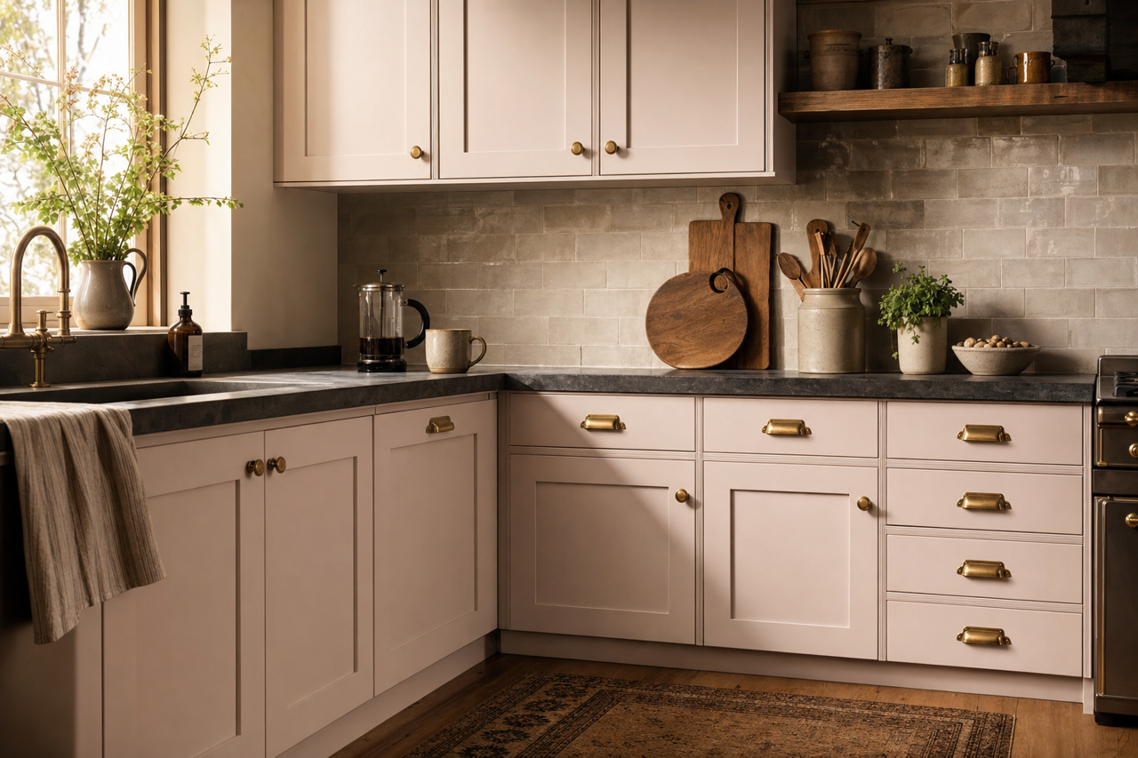Napa Dawn by Valspar on cabinets