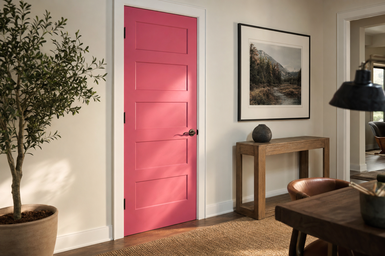 Pink Burst by Valspar on interior-doors