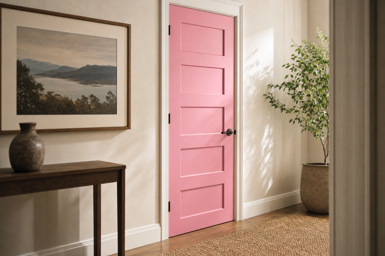 Positively Pink by Valspar on interior-doors