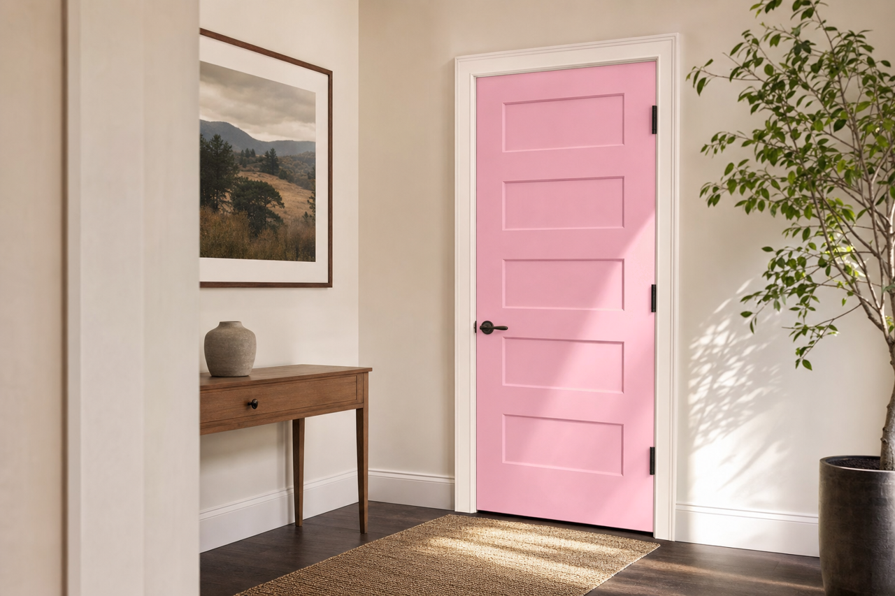 Hushed Rose by Valspar on interior-doors