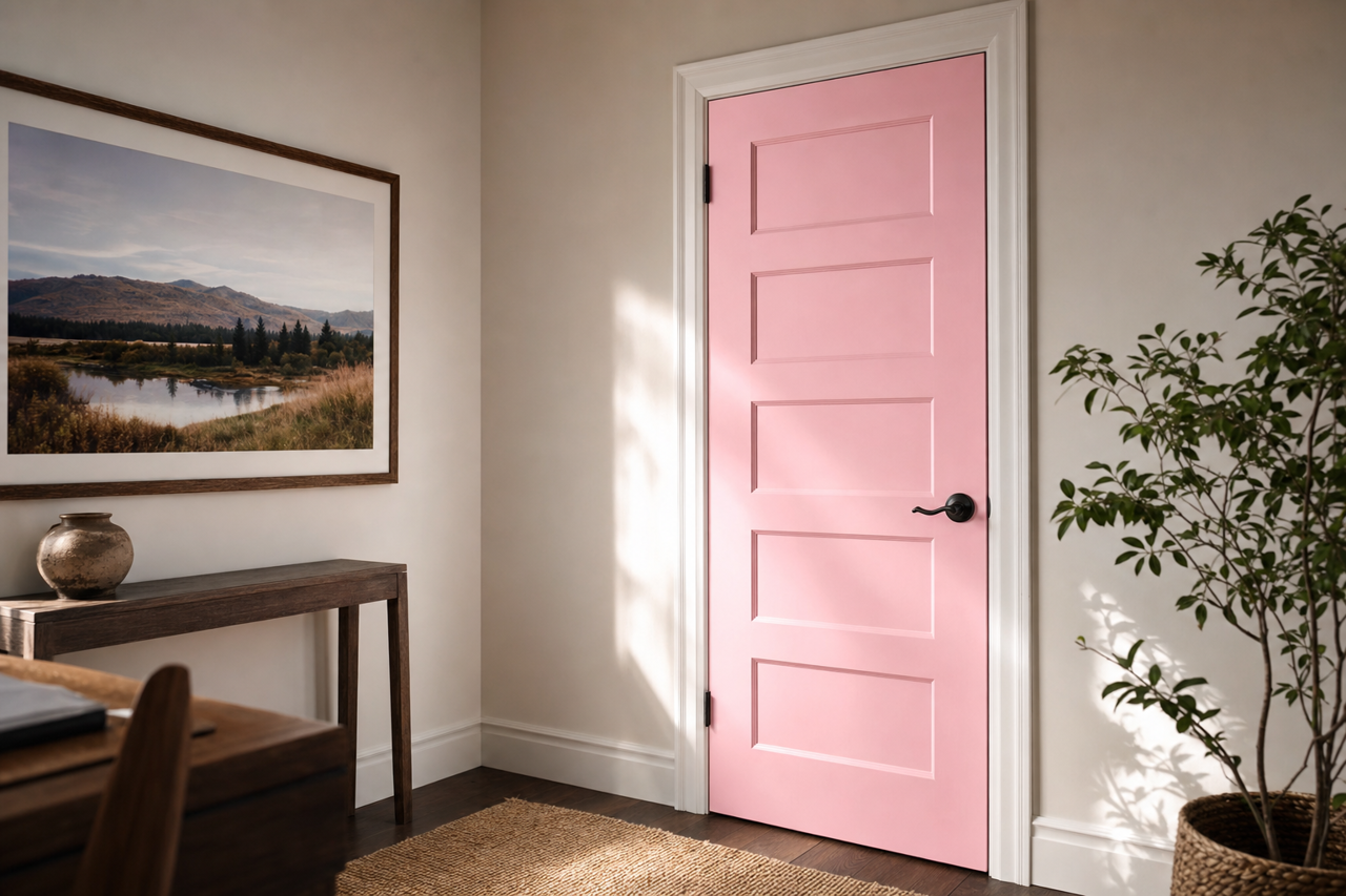 Pink Destiny by Valspar on interior-doors