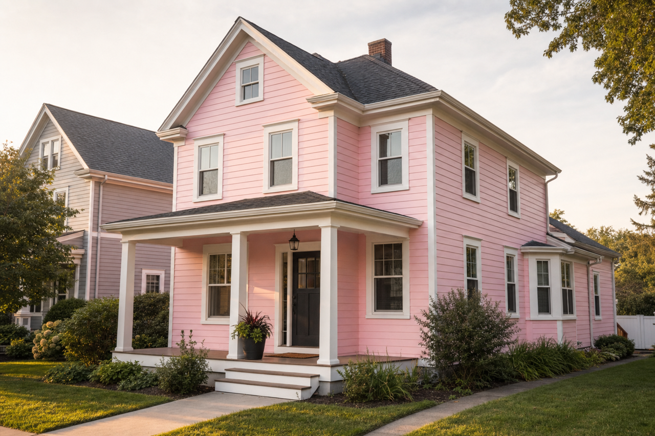 Utterly Pink by Valspar on exterior