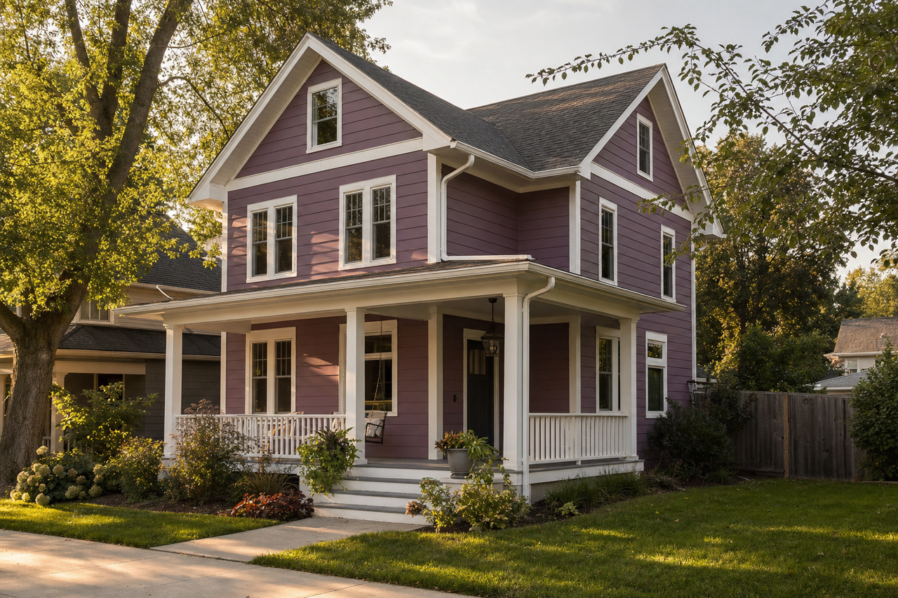 Purple Davenport by Valspar on exterior