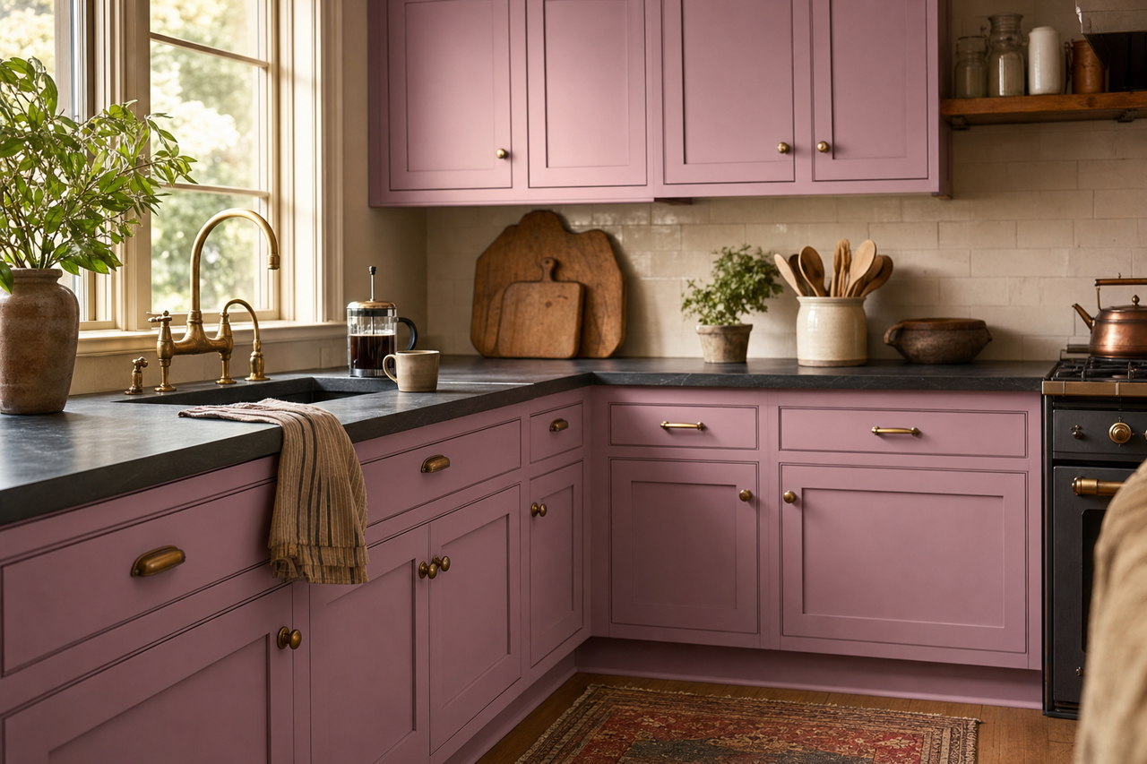 La La Love by Valspar on cabinets