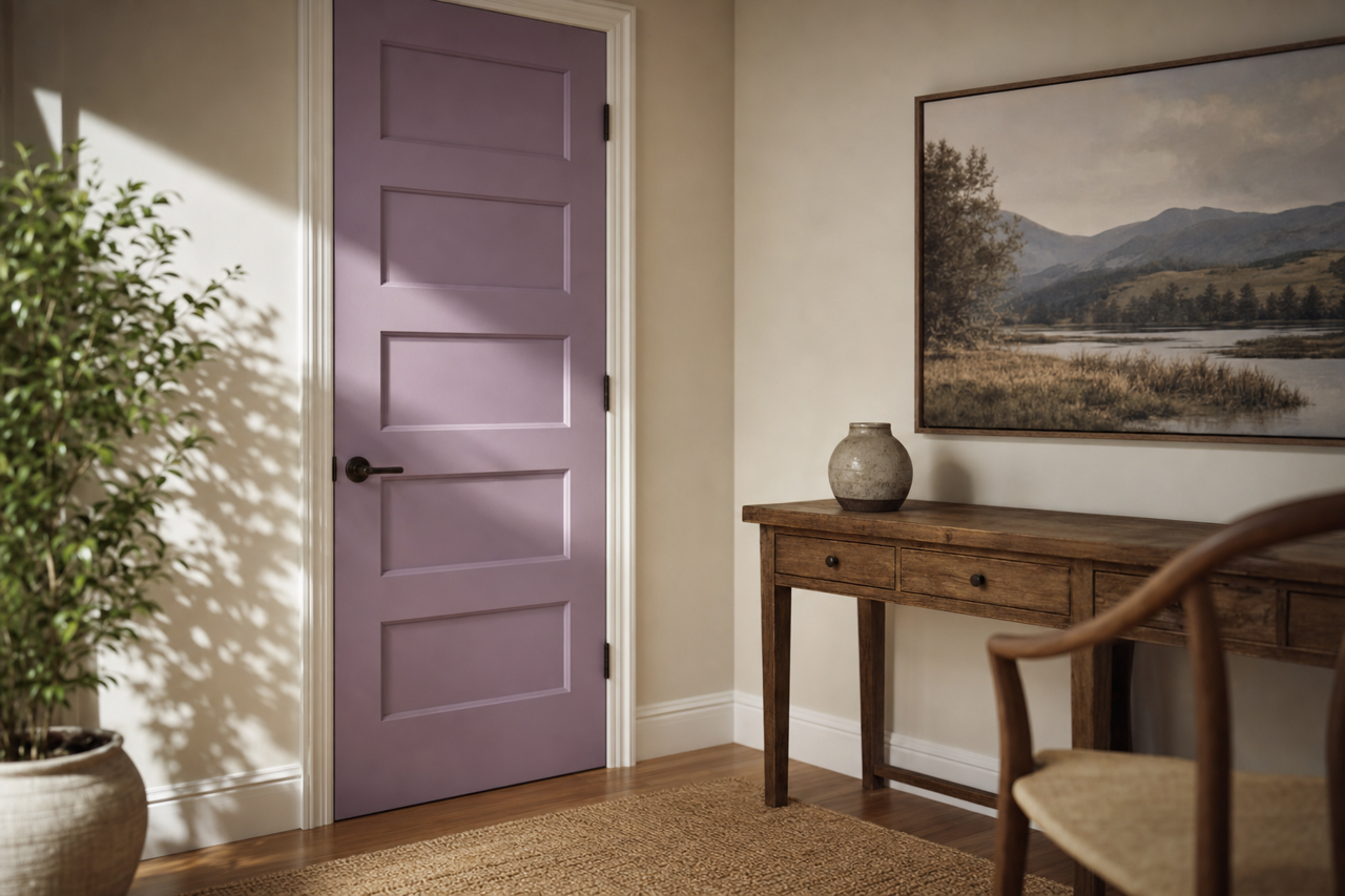 Serious Violet by Valspar on interior-doors