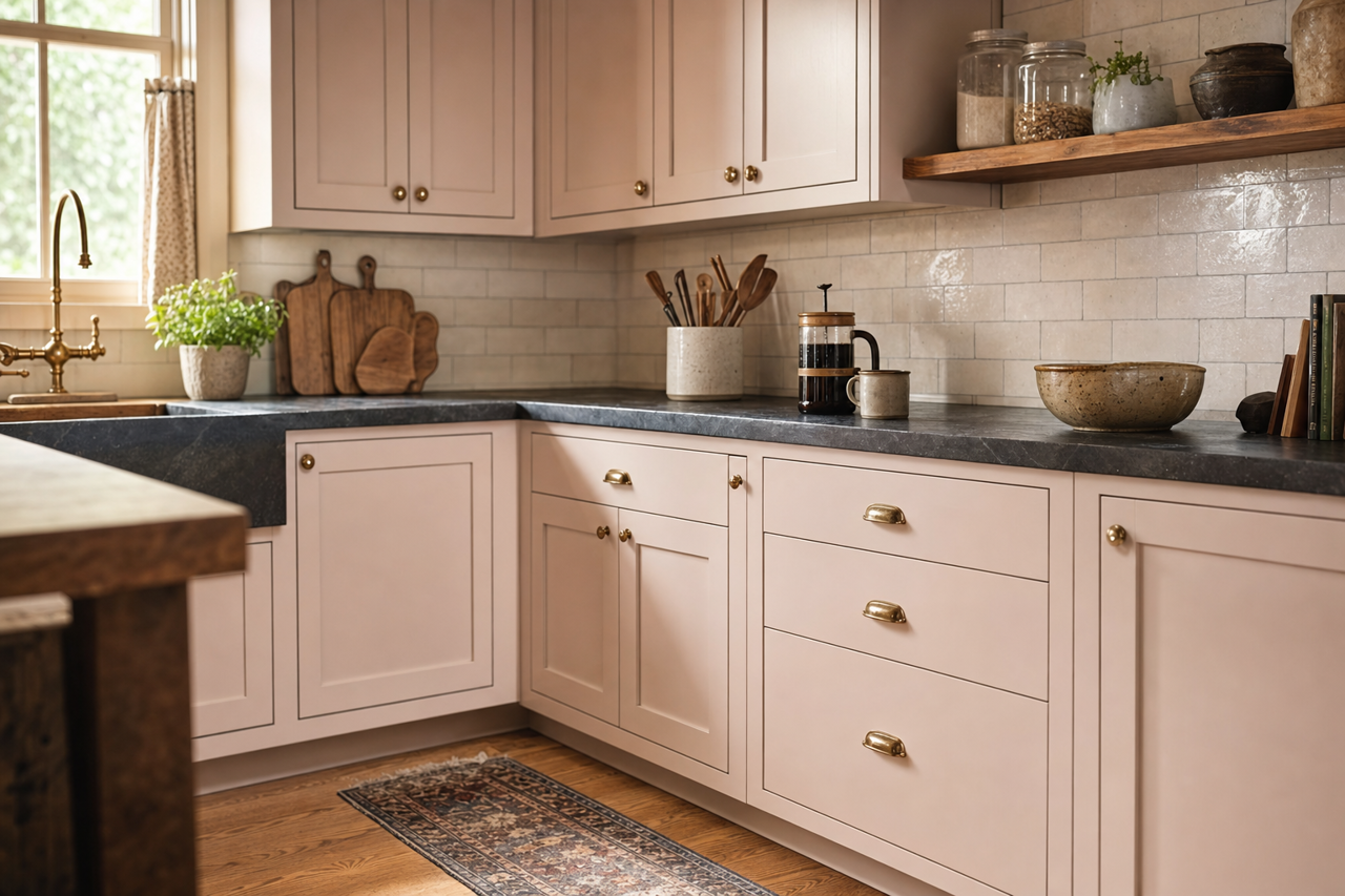 Ancestral Haze by Valspar on cabinets