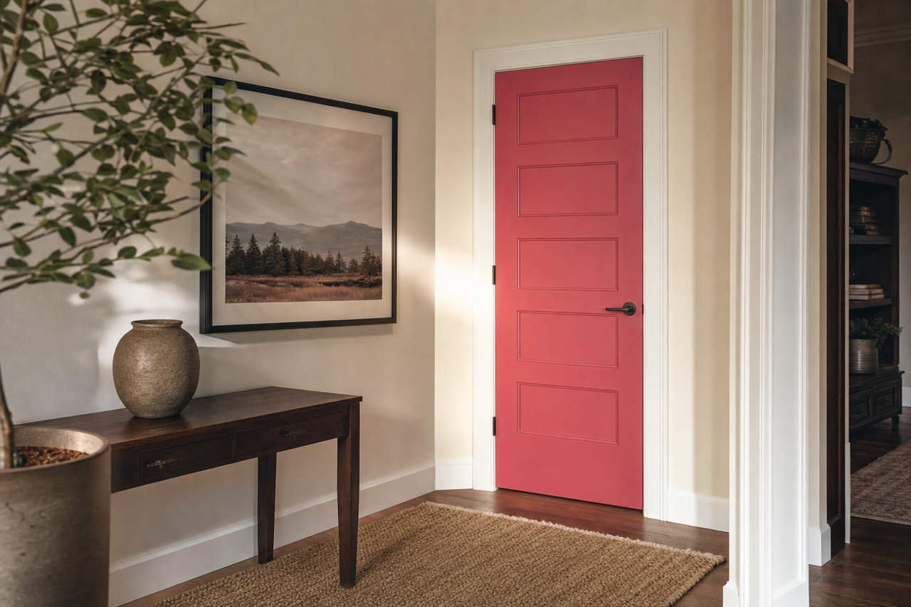 Berry Blush by Valspar on interior-doors