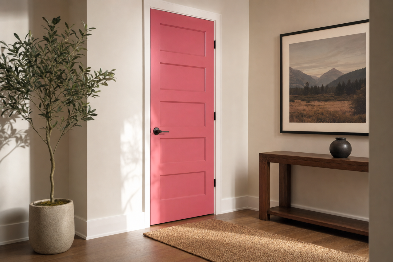 Hint of Cherry by Valspar on interior-doors