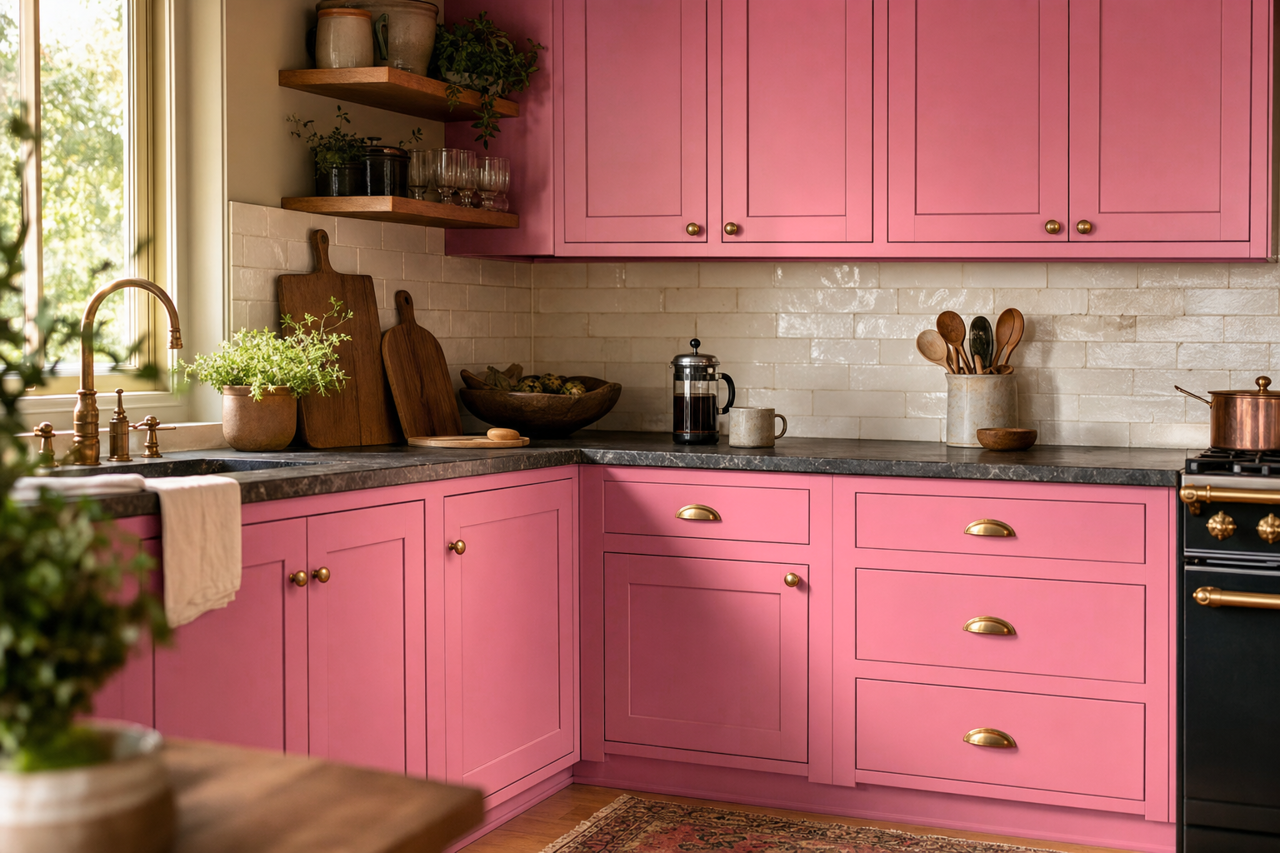 Iced Berry by Valspar on cabinets