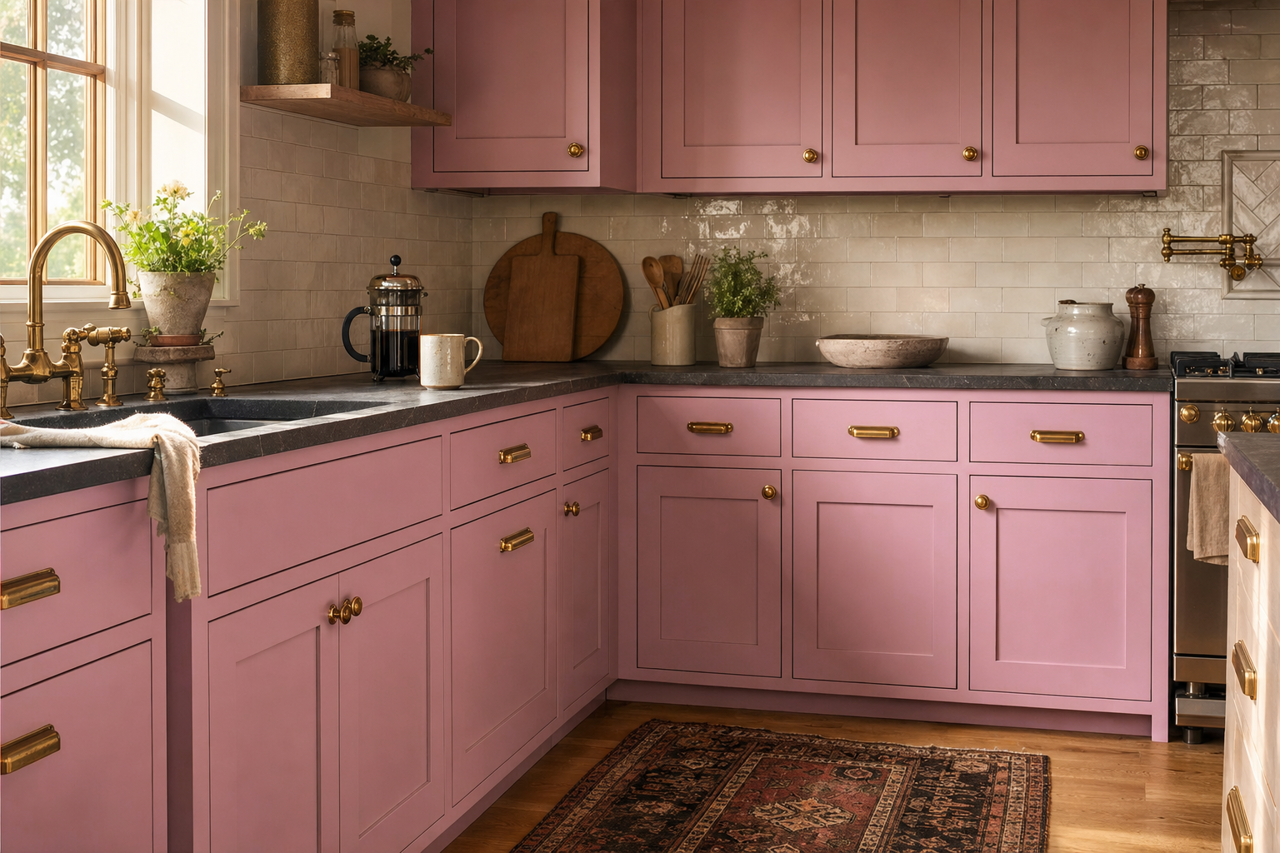 Quilted Heart by Valspar on cabinets