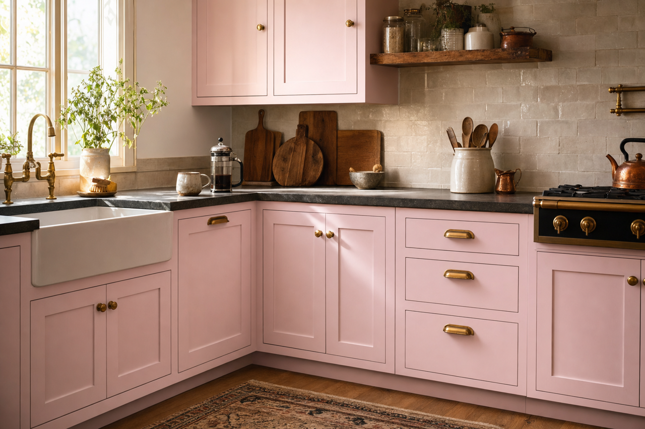 Lucky You by Valspar on cabinets