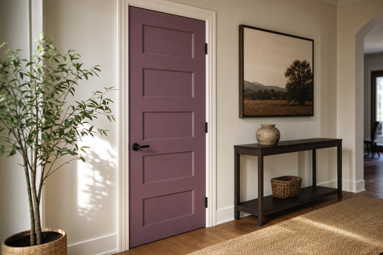 Purple Cloak by Valspar on interior-doors