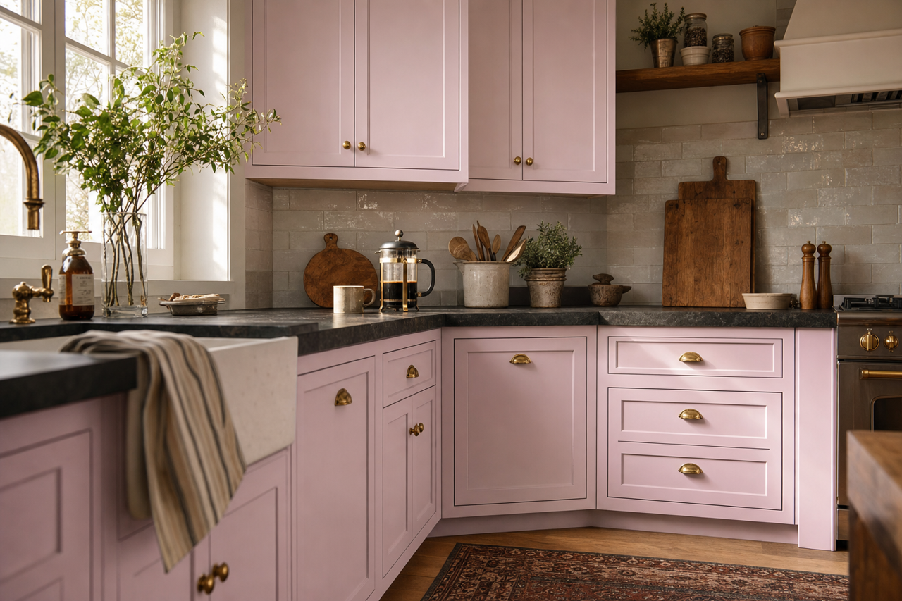 Simple Violet by Valspar on cabinets