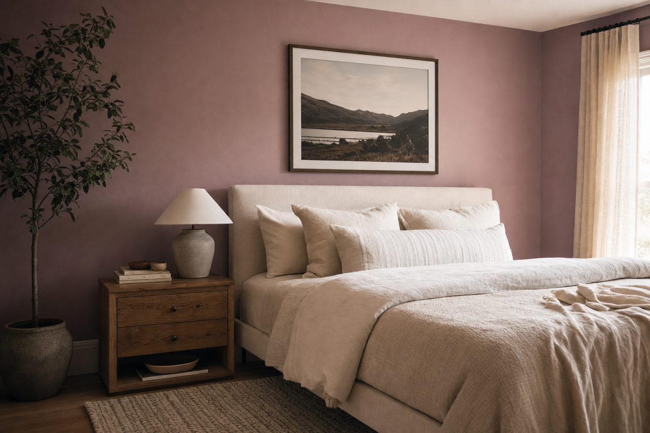 Mellow Mauve by Valspar on interiors