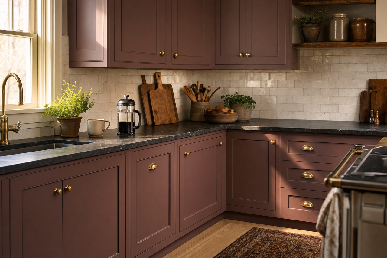 Piano Brown by Valspar on cabinets
