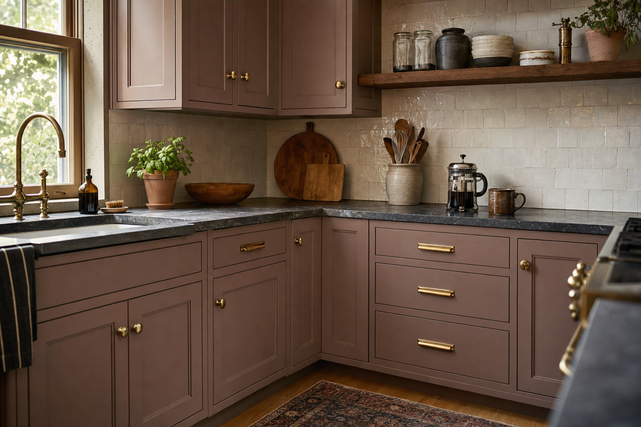Marron by Valspar on cabinets