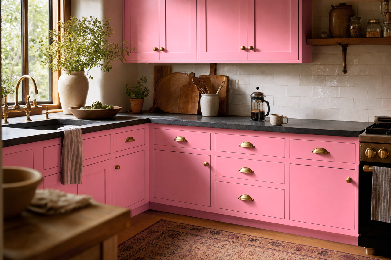 Flower Girl by Valspar on cabinets