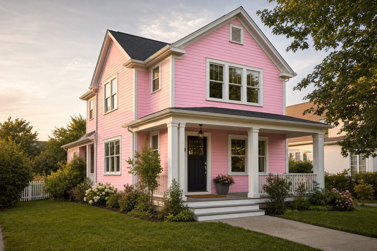 Pink Flutter by Valspar on exterior