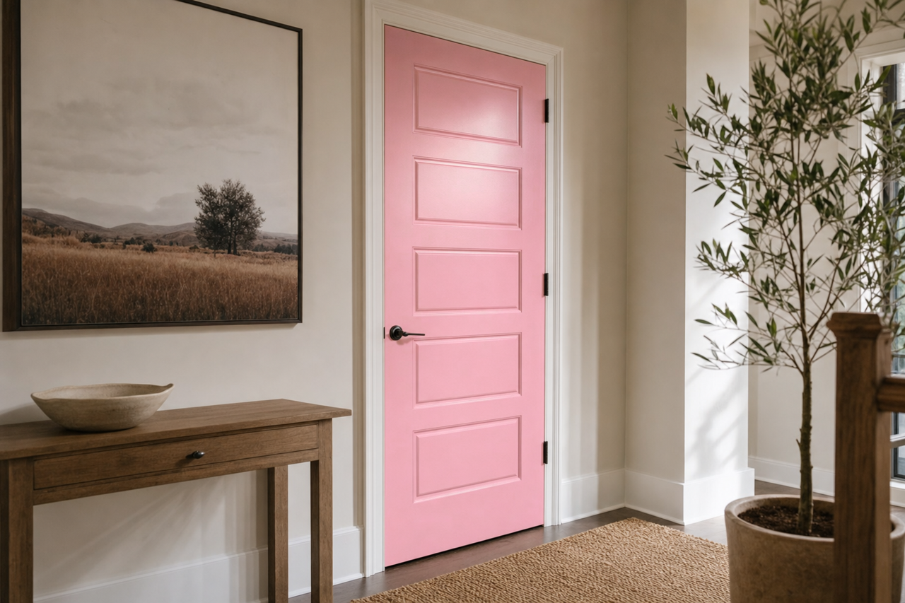 Pink Flutter by Valspar on interior-doors