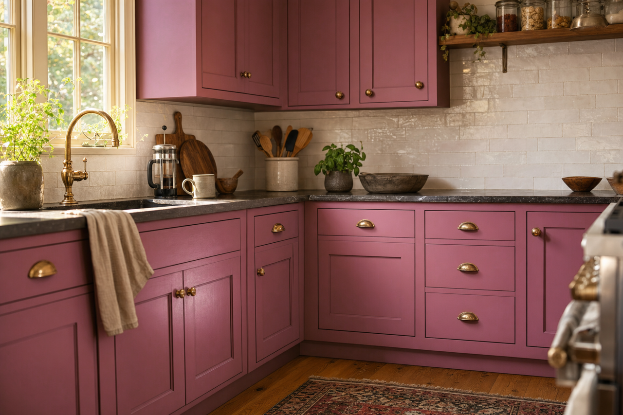 Deep Sunset by Valspar on cabinets