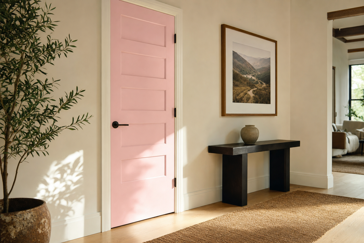 Velvety Blush by Valspar on interior-doors