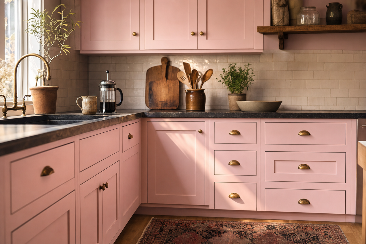 Quebec Calm by Valspar on cabinets