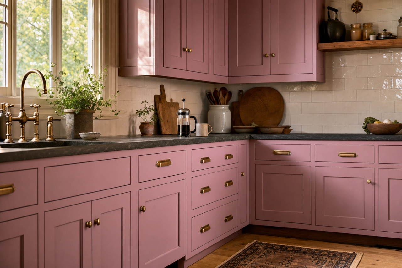 Iris Reverie by Valspar on cabinets