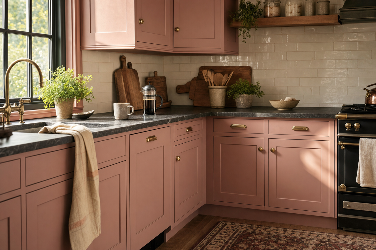 Romantic Smoke by Valspar on cabinets