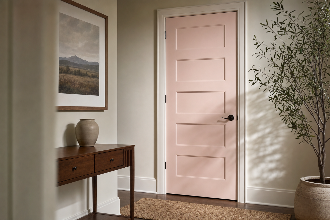 Quartz Pink by Valspar on interior-doors