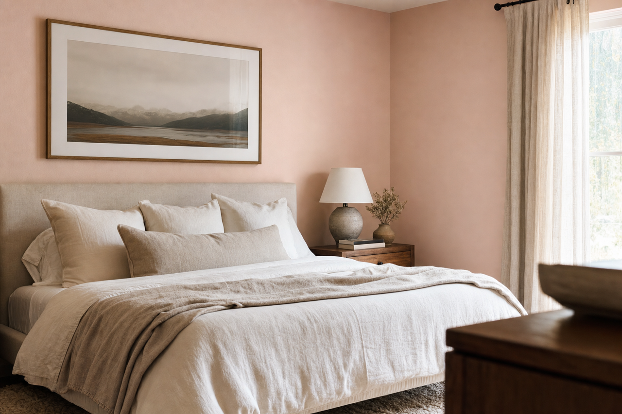 Quartz Pink by Valspar on interiors